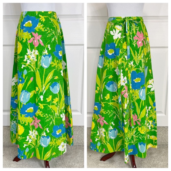 Vintage Skirts Vintage Floral Wrap 96s Maxi Skirt From Gordon Of